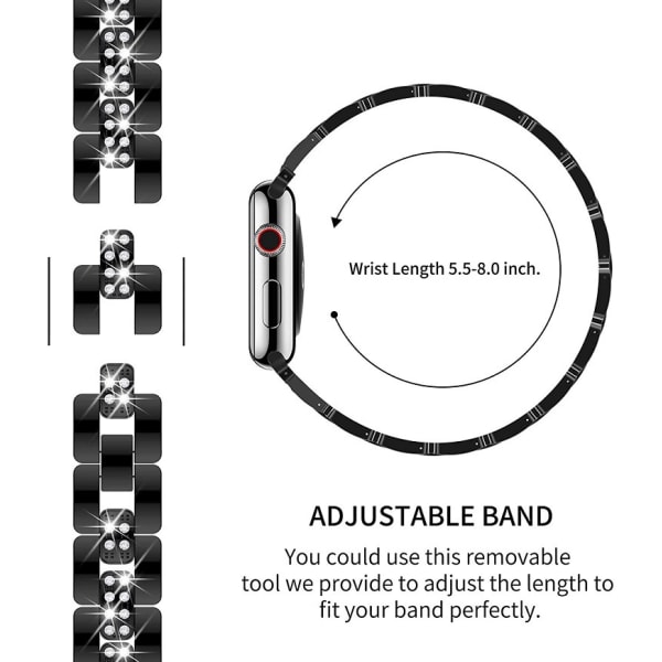 Set metallurrem Watch kompatibel med SE Series 6/5/4-rem --- Svart（42mm）