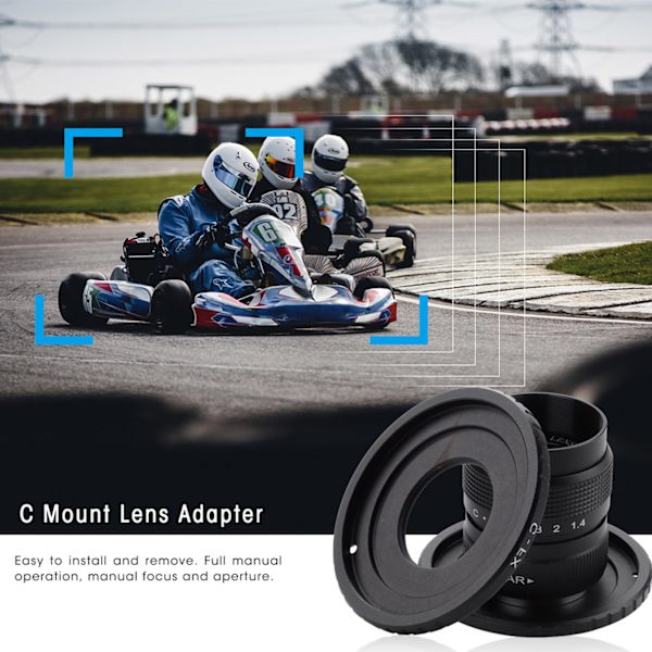 CCTV C-fäste objektivadapter överföringsring för DSLR-kameror för Fujifilm (C-FX svart)