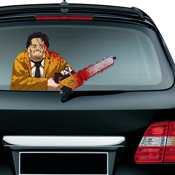 (1 förpackning) Halloween-vindrutetorkar-dekal Avtagbar bil bakruta vindrutetorkar-dekal Bildekal dekoration (motorsågsmördare)