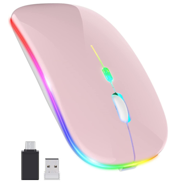 LED Trådløs Mus med USB & Type-C Mottaker