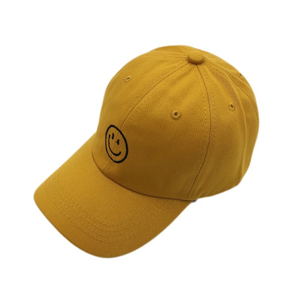 Smiley hatt, street casual mjuk topp keps, enkel hip-hop basebollkeps, gul