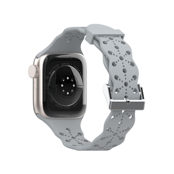 Kellohihna Apple iWatch 6/5/4/3/2/1 Generation SE Ontto Pitsi Kiinteä Silikoninen Hihna --- Pilviharmaa (38/40/41MM)