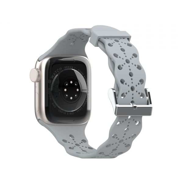 Watch Apple iWatch 6/5/4/3/2/1 Generation SE Hollow Lace Solid Silikonrem --- Cloudy Grey（42/44/45MM）