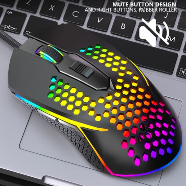 Gamingmus, kablet ergonomisk gamingmus med 6 programmerbare knapper, for Windows PC-spillere (rosa)