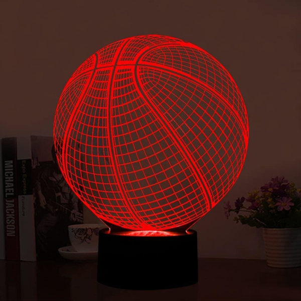 WJ 3D Basketboll Fjärrkontroll 16 Färg Nattljus Illusion Akryl LED Bordslampa Sänglampa Barn Sovrum Skrivbord Dekor Födelsedag Julklapp