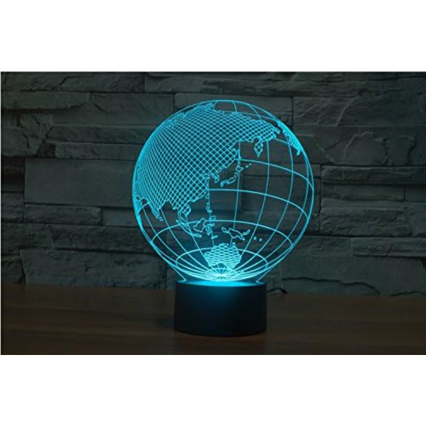 WJ 3D Asia Kart Fjernkontroll 16 Farger Nattlys Illusjon Akryl LED Bordlampe Sengesidelampe Barn Soverom Skrivebord Dekor Bursdagsgaver Leker for Barn