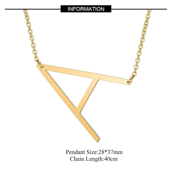 Halsband med sidled block initial bokstav för kvinnor --- A