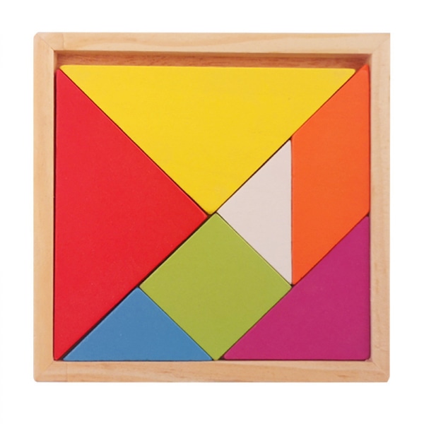 Set, träiga pusselblock Färgglada tangramsorteringar, tangrampussel för småbarn Pojkar Flickor 3+