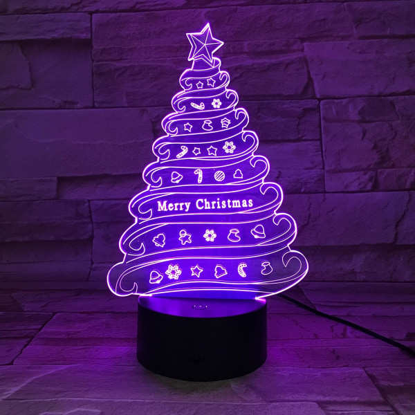 Uruzuo Glædelig Jul Juletræ Julemand 3D Illusion Natlys Legetøj Snemand Lampe, Skrivebord Julelys Fødselsdag Dekorationer Gaver Fest Lokale Dekoration