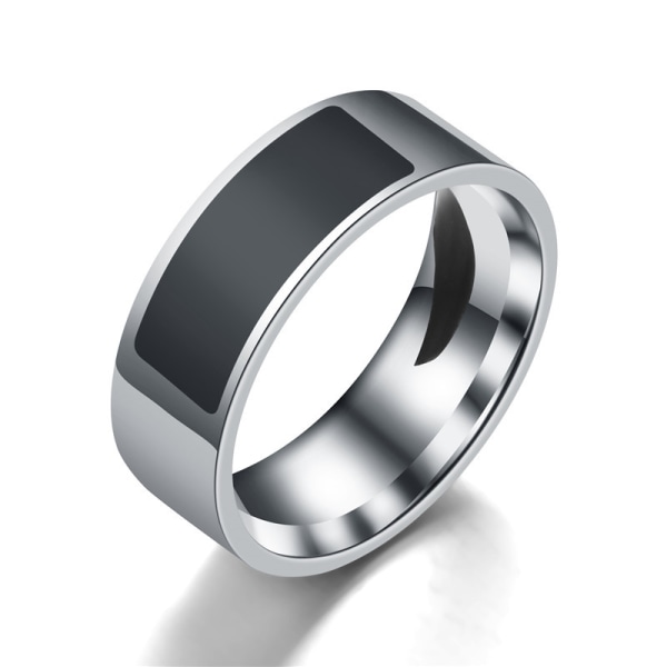 Fashion populär NFC mobiltelefon tag smart ring rostfritt stål 8mm bred smart bärbar ring smart ring par ring (Svart, 6)，2 st