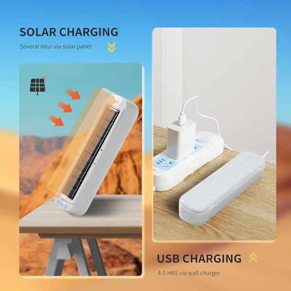 Solar Camping Lantern - Solcelle Oppladbar Campinglykt, Solcelledrevet Bærbar Powerbank, 2000 Lumen, 4 Lysmoduser LED Solar Li white