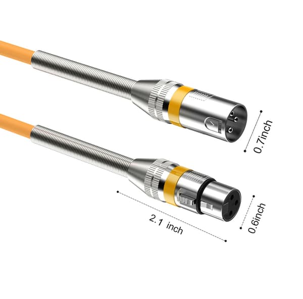 3-polet XLR han til hun stikforbindelse mikrofon lydforlængerkabel ledning (orange, 1m)