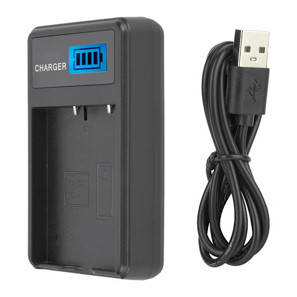BLH-1 Bärbar Kamerabatteriladdare USB-laddning med LCD-skärm Svart