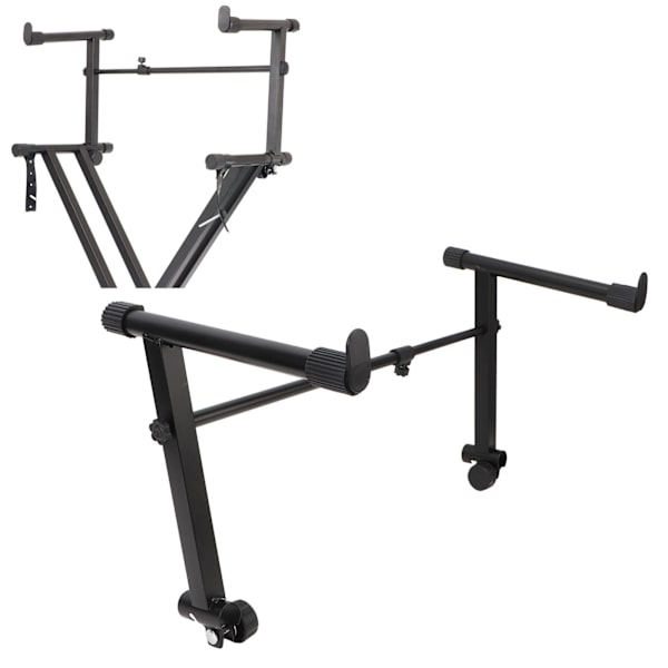 L-formet elektronisk klaverstativforlængeradapter, 2-trins keyboardstativ, 42-75 cm breddejustering