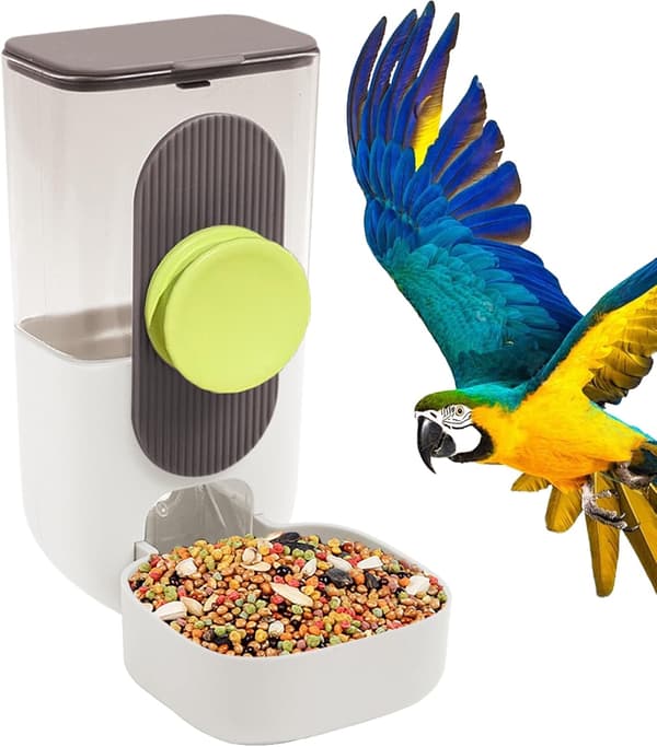 Fuglevandfoder, Automatisk Klar Burdispenser til Papegøjer, Kakaduer, Dværgpapegøjer & Undulater White Green 22.5*16*10.8
