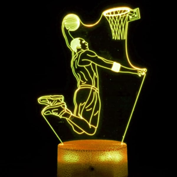 WJ 3D-basketspelare Nattljuslampa Illusion 7 färgskiftande Touch Switch Bord Skrivbordsdekoration Lampor Present med akryl platt ABS-bas