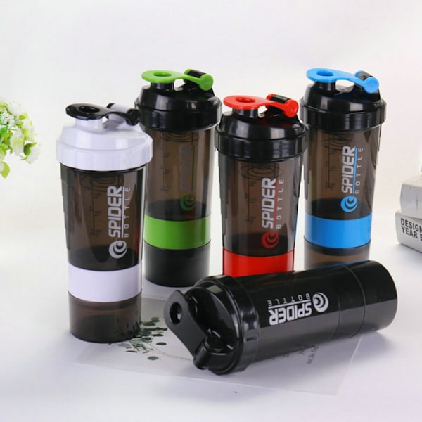 500 ml shakerkop, sportsvandkop med stor kapacitet, vandflaske i plastik, blandekoppbøtte til bodybuilding-øvelser (sort)