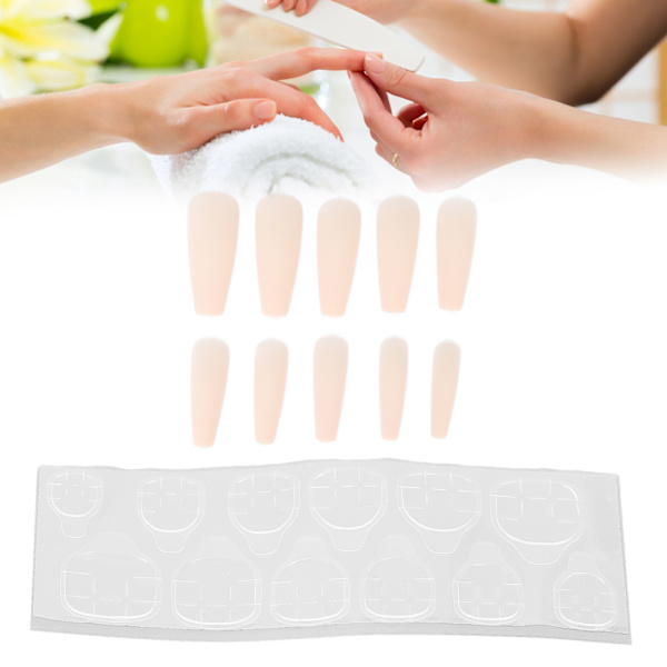 10 stk. Lange Kiste Blanke Falske Negle Kunstige Tryk På Fuld Dækning Falske Spidser Negle Manicure Tilbehør til Kvinder PigerN5355-07