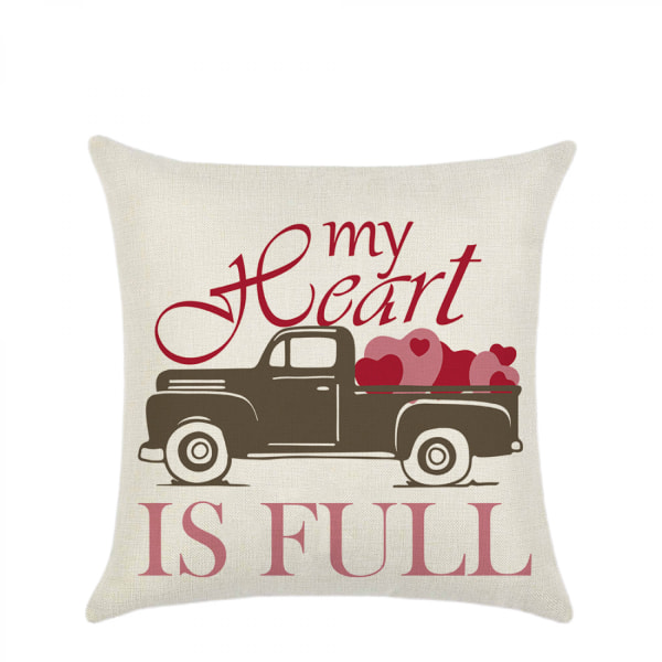 Valentine's Day Pynteputer Trekk 2 PCS Romantisk Kjærlighet Hjerte Truck Bomull Lin Pynteputer Trekk for Sofa Innendørs Utendørs Hjemmedekor 18x18 Tommer（Truck）