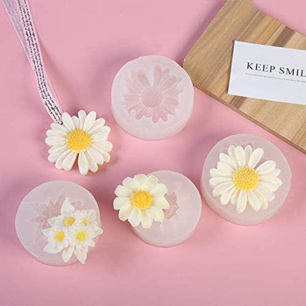 4 st Daisy Resinform Daisyform Blomform Smycken Resin Gjutform Handgjorda Silikonformar för Resin Ljustillverkning Formar Craf daisy-4-pack