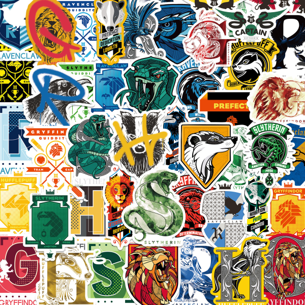 Harry Potter akvarell vinylklistermärken, set med 50 st, vattentät och UV-beständig, perfekt för alla dina prylar, HP Animal Badge