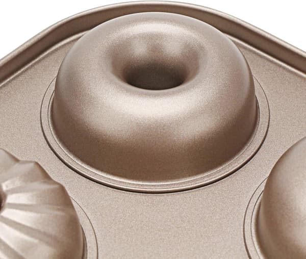 Beasea Donutformar för Bakning 6-Hål, 2-Pack Doughnut Bakplåt Icke-Klibbig, Donut Hålform Donut och Bagelform, Kolstål Mini