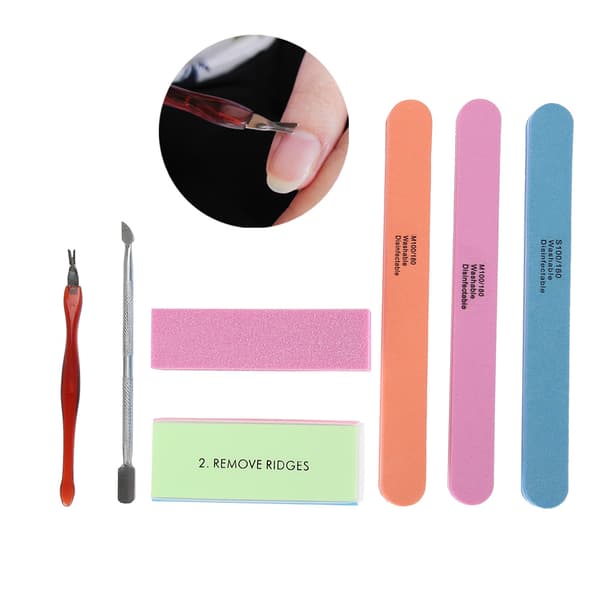 Manicure sæt neglepolerer neglefiler buffer sæt død hud pusher neglebåndsfjerner negleplejeværktøj