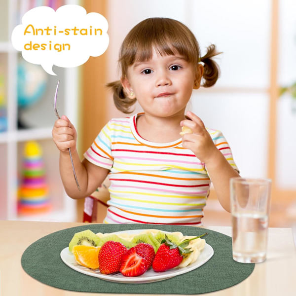 Underläggssats med 4, Konstläder Underlägg Värmebeständiga Tvättade Bordstabletter för Utomhusmiddag Kök, Grön Green