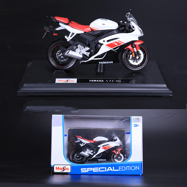Yamaha YZF R6 1:18 Motorsykkelmodell Leke Motorsykkel med Base