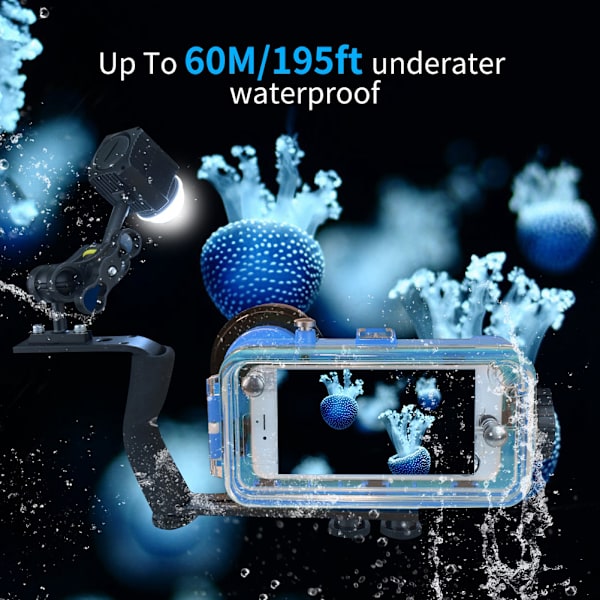 Mini 60m Vattentät LED-kamera Videofyllningsljus för DSLR Action Camera Telefon