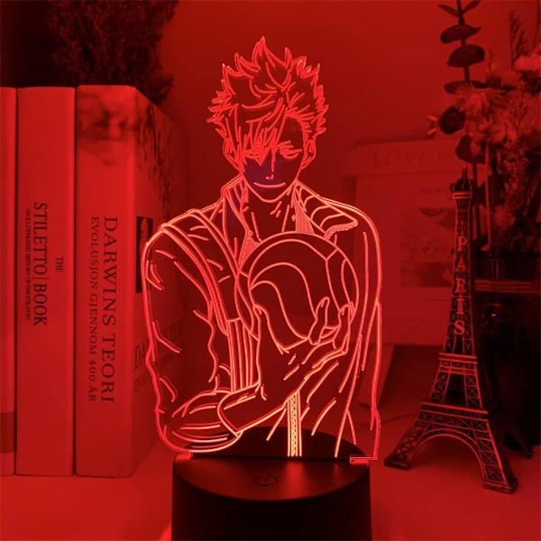 Anime Lampe Kuroo Tetsurou 3D LED Illusion Akryl Nattlys for Barnas Romdekor 16 Fargeendring med Fjernkontroll Kreativ Belysning Barn