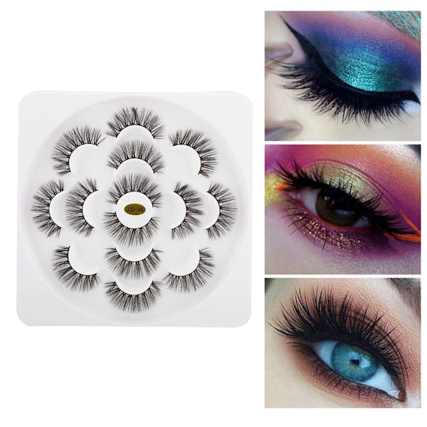 7 par 25mm 3D Mink Lashes Naturliga Långa Falska Ögonfransar Makeup Extension Ögonfransar (J3D-28)