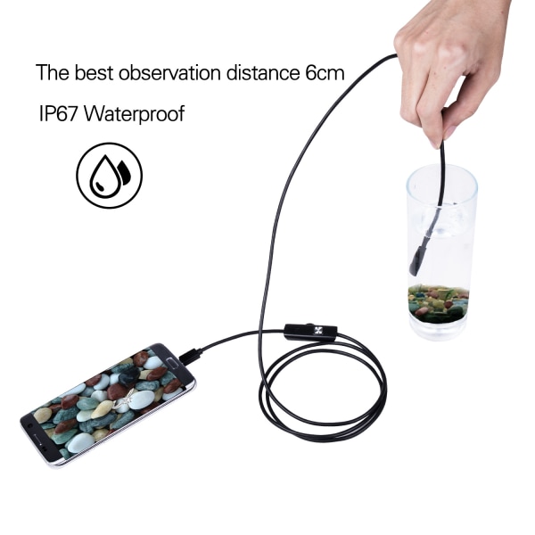 USB -endoskop för OTG Android-telefon, dator, 5,5/7/8 mm Borescope Inspection Snake Camera Vattentät med Micro USB, sladd med 6 LED-lampor