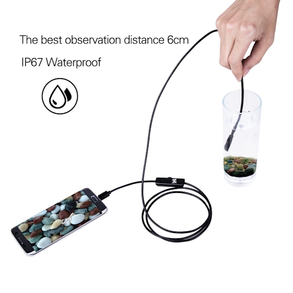 USB-endoskop til OTG Android-telefon, computer, 5,5/7/8 mm boreskop inspektionsslange kamera vandtæt med mikro-USB, ledning med 6 LED-lys