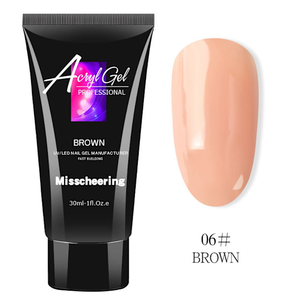 30ml Profesjonelt Rask Krystall Negleforlengelse Lim Manikyr UV Gel Builder 6#BRUN