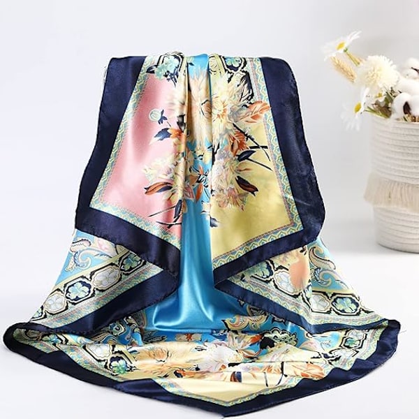35” Stora Kvadratiska Huvudscarfs i Satin - 4-pack Sidenliknande Halsduk Hårsömn Wraps Satin Siden Scarfs för Kvinnor,C