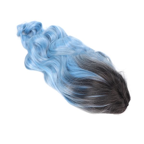 Gradient Blå Peruk Värmebeständig Mittendel Lång Vågig Lockig Peruk Syntetisk Peruk för Dagligt Liv Cosplay Halloween
