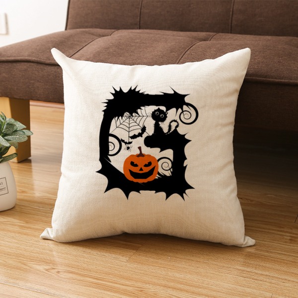 Englannin aakkosten heittotyynynpäällinen Halloween-hauskaa kirjain pellava tyynynpäällinen kotiin sohvalle sohvalle makuuhuoneen tyynylle (kirjain S)