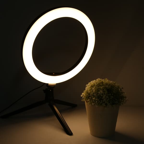 10 tommer bærbar LED-ringlys fyldlampe med mini-bordstativ telefonklemme til makeup