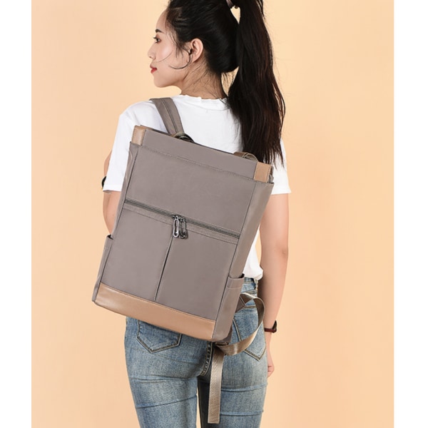 Laptophandväska Damryggsäck, moderiktig universitetsreseväska för fritidsdagar, skolväska, arbetsväska (khaki)