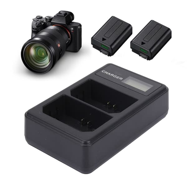 Bærbar LCD dobbelt slot USB-oplader til NP-FZ100 batteri
