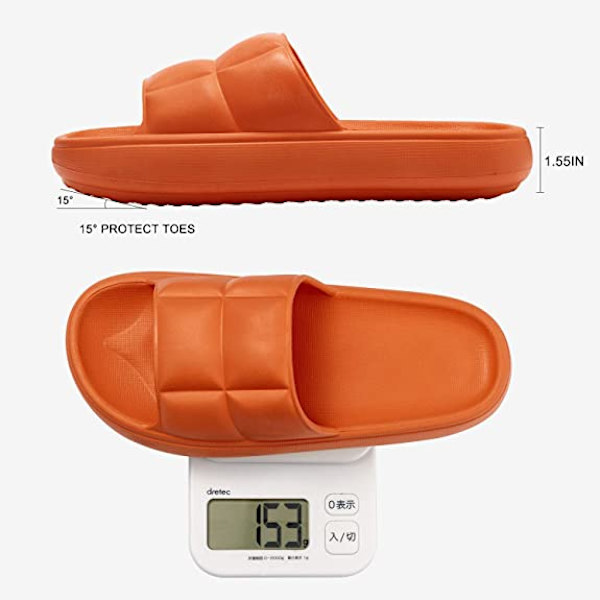 EVA öppna tå mjuka tofflor, halkfria mjuka dusch spa badrum simbassäng gym inomhus och utomhus sandaler för män och kvinnor（Orange）
