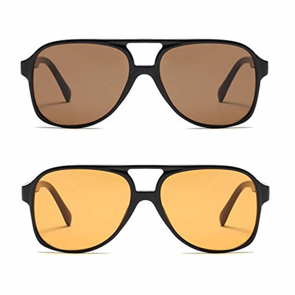 Vintage Retro 70-talls solbriller for kvinner og menn - Klassisk stor firkantet flygerbrille UV400 hornbriller