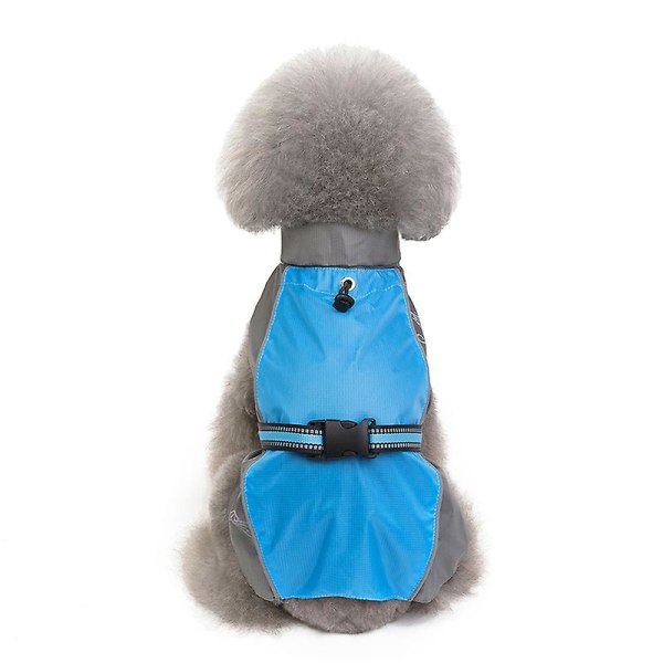 Bind Pet Regnfrakke Stående Krave Justerbar Snøre Kappe Hund Kat Udendørs Bære til Små(Blå 4XL)
