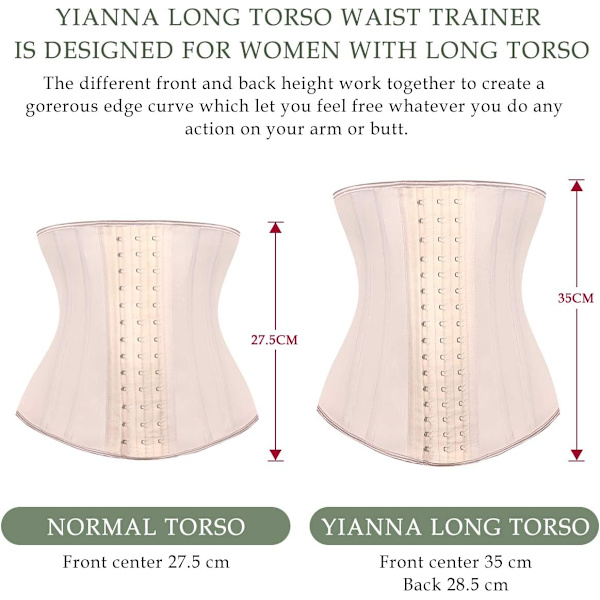 Lång Torso Midjetränare för Kvinnor Underbyst Korsetter Cincher Sport Girdle S Beige 17 Steel Boned