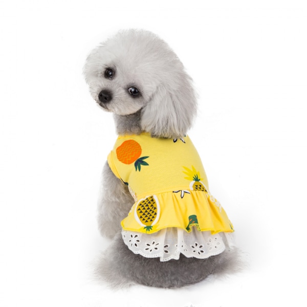 Hundklänning Hundprinsessklänning Sommarklänning med rosett och spets Bröllopsklänning Balettklänning Hawaiiansk volangkjol Festlig elegant bröllopsklänning (storlek S)