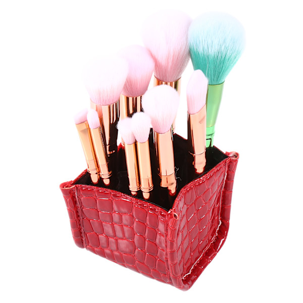 1 stk. Kosmetik Makeup Penselholder Taske Etui PU Læder Opbevaringsarrangør Make Up Værktøj Rød
