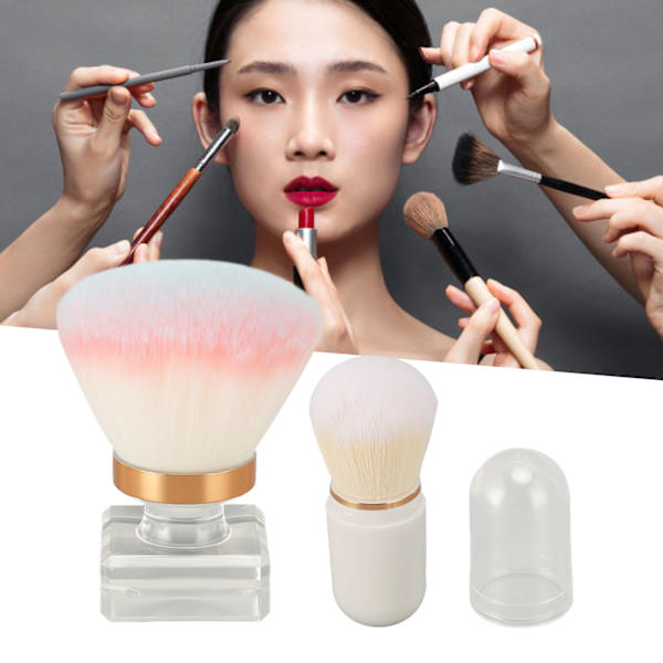 2 stk. Løs Pudderbørste Sæt Syntetisk Blød Børstehår Stærk Grebskraft Makeup Pudderbørste