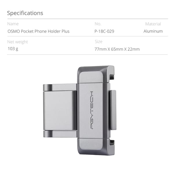 PGYTECH Sammenfoldelig Telefonholderbeslag til DJI OSMO Pocket Gimbal