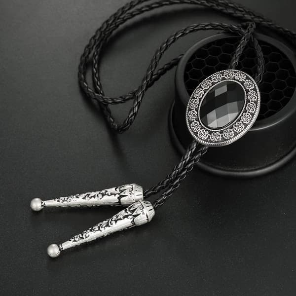 Bolo slips, Håndlavet Rund Form Western Cowboy Bolo slips sort